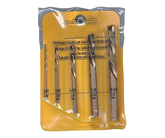 5Pcs Straight Shank HSS Cobalt Left Hand Twist Drill Bit in PVC Bag