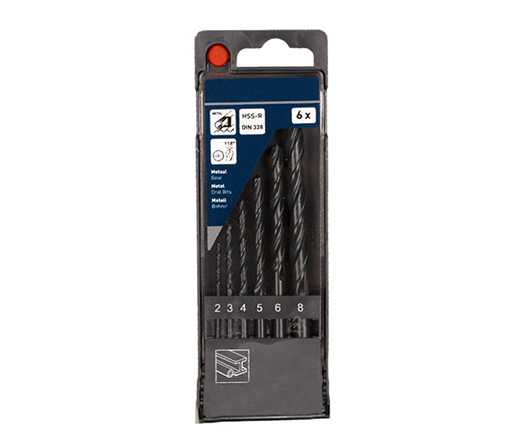 6Pcs Metric Black Oxide Rolled HSS Drill Bit Set for Metal Aluminium PVC Drilling in Plastic Box