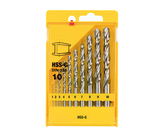 10 Pcs Metric DIN338 Fully Ground HSS Twist Drill Bit Set for Metal Steel Aluminium PVC Drilling in Plastic Box