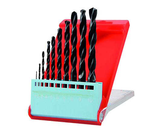 10Pcs Metric Black Oxide Rolled HSS Drill Bit Set for Metal Aluminium PVC Drilling in Plastic Box