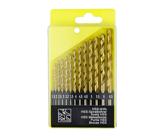 13Pcs Metric DIN338 Polished Titanium HSS Twist Drill Bit Set for Metal Stainless Steel Aluminium Drilling in Plastic Box