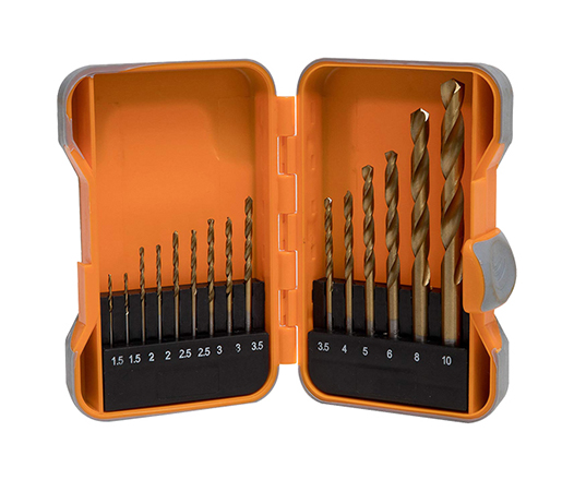 15Pcs Metric Polished Titanium HSS Drill Bit Set for Metal Stainless Steel Aluminium PVC Drilling in Plastic Box