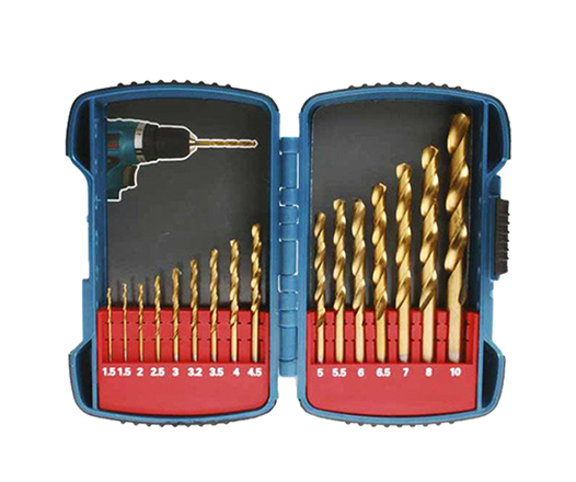 16Pcs Metric DIN338 Titanium HSS Twist Drill Bit Set in Plastic Box