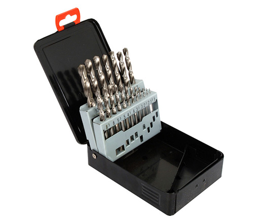 19 Pcs Metric DIN338 Fully Ground HSS Drill Bits Set for Metal Steel Aluminium Drilling in Metal Box