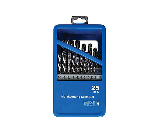 25 Pcs Metric Bright Finish Fully Ground HSS Twist Drill Bits Set in Metal Box