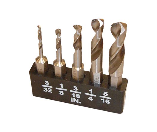 5Pcs Inch Fully Ground Hex Shank HSS Stub Drill Bit in Double Blister