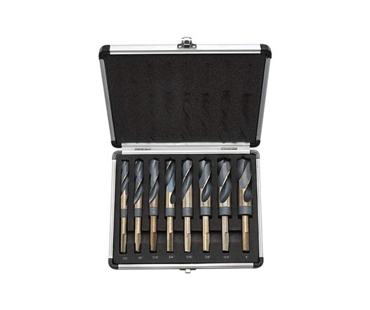 8Pcs Large Size Inch 12 Silver and Deming HSS Reduced Shank Drill Bit Set in Aluminium Box 