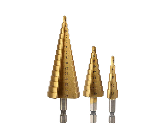 3Pcs Straight Flute Titanium HSS Step Cone Drill Bit Set for Metal Tube Sheet Drilling