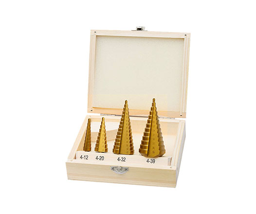 4Pcs Metric 3 Flats Shank Straight Flute Titanium HSS Step Drill Bit Set for Metal Tube Sheet Drilling in Case