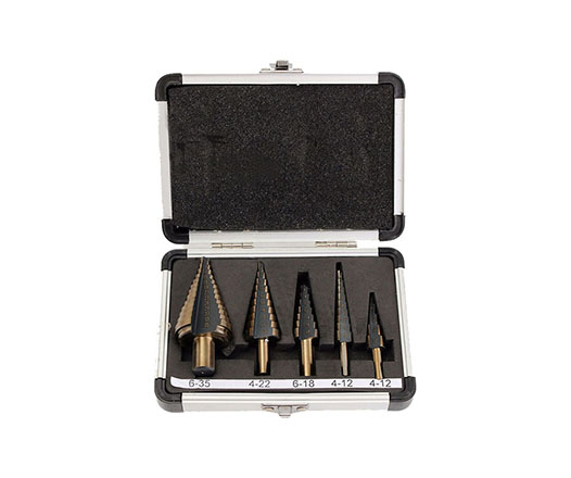 5Pcs Metric 3 Flats Shank Golden Black Color HSS Step Drill Bit Set for Metal Sheet Tube Drilling in Aluminum Case