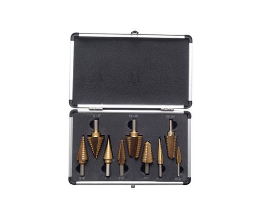 9Pcs inch 3 flat shank straight fluted titanium HSS step drill bit kit