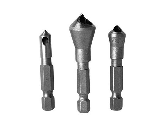 3Pcs Set Hex Shank Zero Flute HSS Countersink Chamfering Drill Bit for Metal Deburring