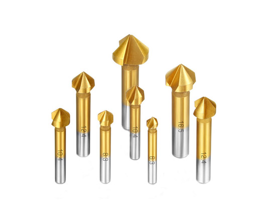 8Pcs Cylindrical Shank 90 Degree 3 Flute HSS Countersink Drill Bit Set for Metal Deburring