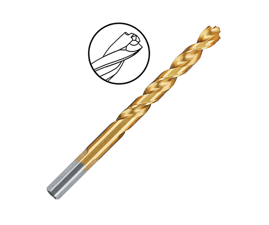 Three-Flats Shank Titanium Parabolic Flute Heavy Duty HSS Pilot Point Tip Drill Bit for Metal