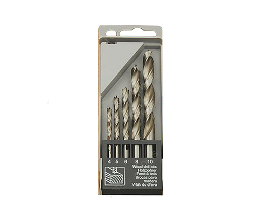 5Pcs HSS Fully Ground Wood Brad Point Drill Bit Set in Plastic Case