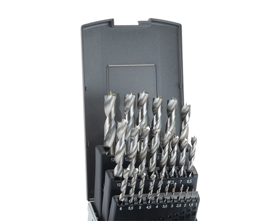 25Pcs HSS Fully Ground Wood Brad Point Drill Bit Set for Wood Precision Drilling in Plastic Box