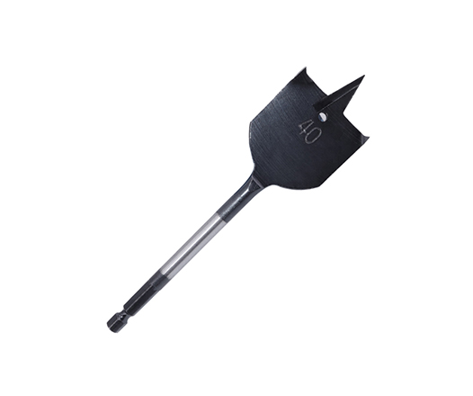 Black Oxided Tri-Point Flat Wood Spade Drill Bit with Contoured Spurs for Wood Drilling