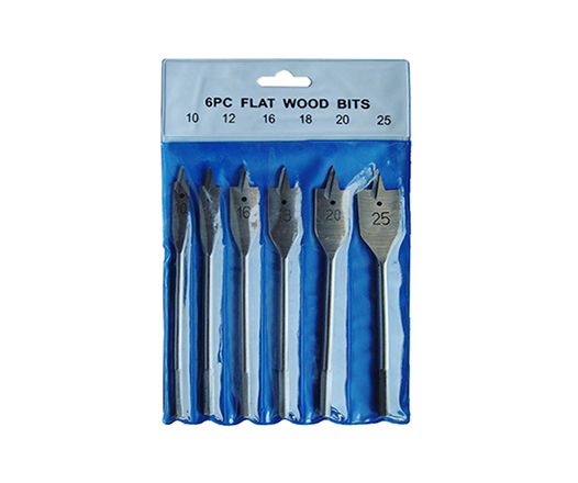 6Pcs Hex Shank Flat Wood Spade Drill Bit Set in PVC Pouch