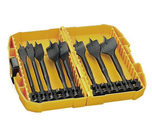 8Pcs Hex Shank Heavy Duty Flat Wood Spade Drill Bit Kit in Case