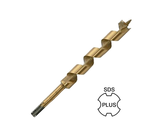 Titanium Coating SDS Plus Shank Single Flute Wood Auger Drill Bit for Wood Drilling