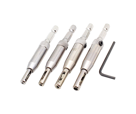 4Pcs Hex Shank Self Centre Door Lock Hinge Drill Bit for Woodworking with Hex Wrench