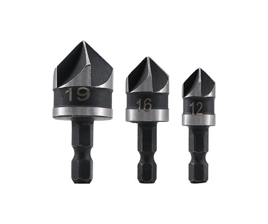 3PCS Hex Shank 5 Flute Wood Countersink Drill Bit Set for Wood Screw