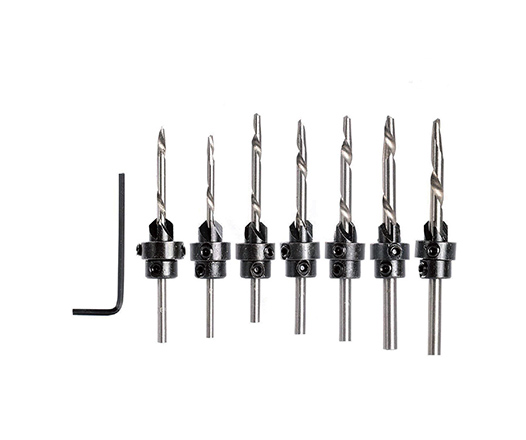 7 PCS Round Shank 4 Flute HSS Wood Countersink Drill Bit Set for Wood Screw