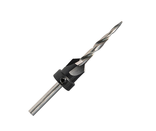 Round Shank 4 Flute HSS Wood Countersink Taper Drill Bit with Stop Collars and Wrench for Wood Screw