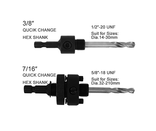 Quick Change Hex Shank Mandrel Bimetal Bi Metal Hole Saw Arbor with HSS Pilot Drill Bit