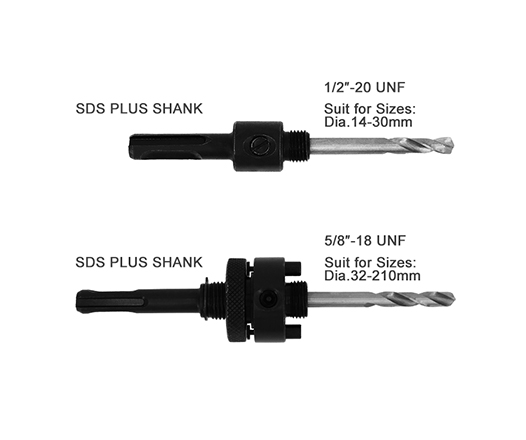 SDS Plus Shank Mandrel Bi-Metal Hole Saw Arbor