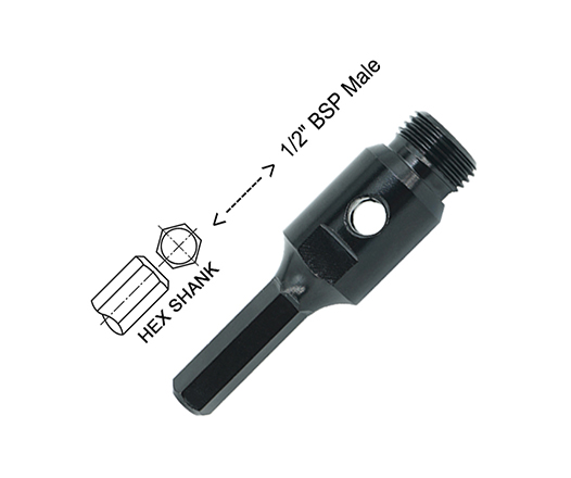 Hex Shank to 12 BSP Male Thread Adapter for Diamond Core Drill Bit