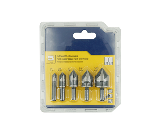 5Pcs Cylindrical Shank 82 Degree 5 Flute HSS Countersink Drill Bit Set for Metal Deburring