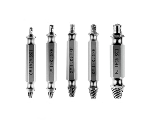 Hot Sale 5Pcs HSS Damaged Broken Screw Extractor Set to Remove Broken Screw and Bolt