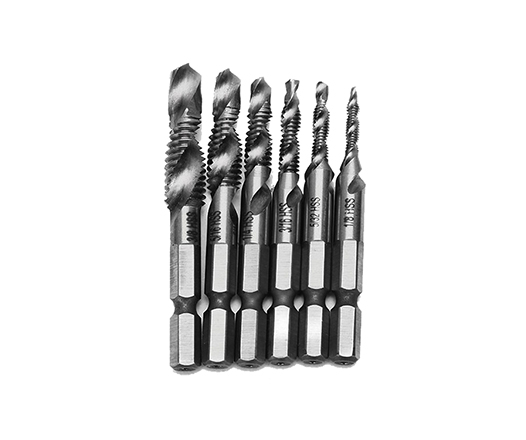 6Pcs Machine Use HSS Combination Drill and Taps Set for Metal Drilling Tapping Countersink