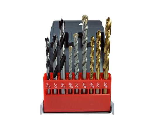 9Pcs Inch Combination Drill Bit Set in Plastic Box