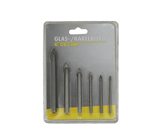 6 Pcs Round Shank Single Carbide Tip Glass and Tile Drill Bit Set