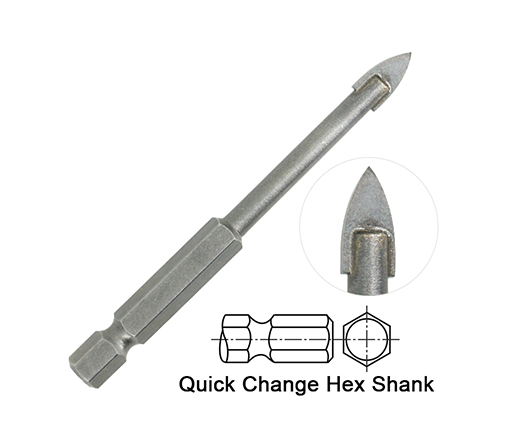 Sand Blasted Hex Shank Single Carbide Tip Glass Drill Bit Lowes for Glass Ceramic Porcelain Tile Drilling