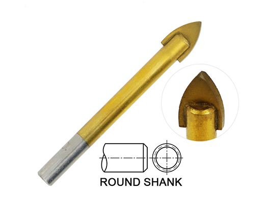 Titanium Coated Round Shank Single Carbide Tip Glass Drill Bit for Glass Ceramic Porcelain Tile Drilling