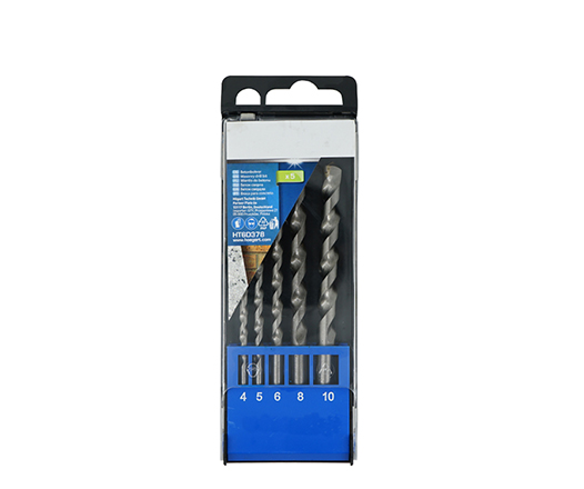 5Pcs Sand Blasted Carbide Tipped Masonry Drill Bit Set Kit in Plastic Box for Concrete Brick Masonry Drilling