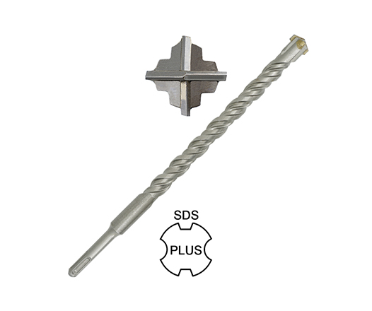 Carbide Cross Tip 4 Cutters S4 Flute SDS Plus Hammer Drill Bit for Concrete Block Brick Wall Drilling