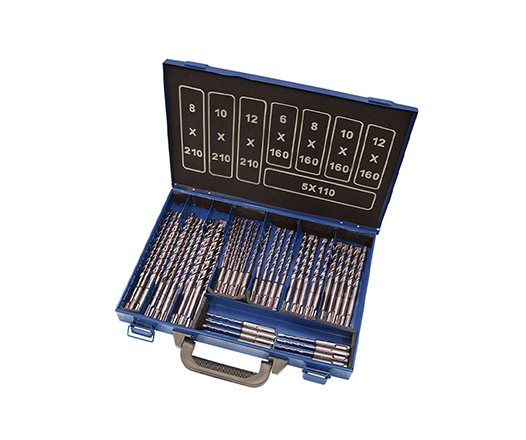 50Pcs SDS Plus Hammer Concrete Drill Bit Set in Metal Box