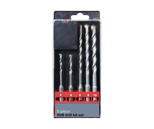 5Pcs SDS Plus Hammer Drill Bit Set in Plastic Box