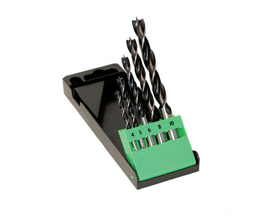 5Pcs Rolled Wood Brad Point Drill Bit Set in Plastic Case