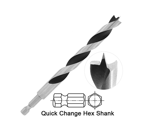 Impact 14 Hex Shank Edge Ground Wood Brad Point Drill Bit for Wood Precision Drilling