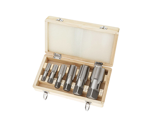 6Pcs NPT Pipe Tap Set for Steel Pipe Tapping in Wooden Box